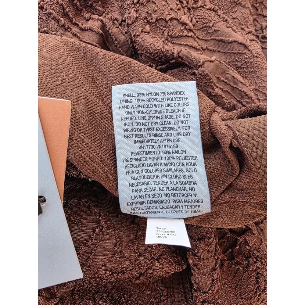 Shade & Shore Swimsuit XL Brown One Piece Textured High Leg Cheeky  Keyhole 382